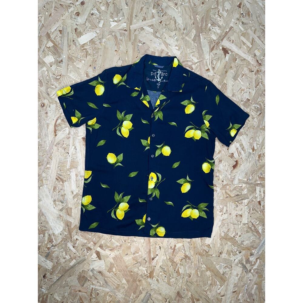 Pd & C Mens Graphic Short Sleeve Button Down Shirt Sz S